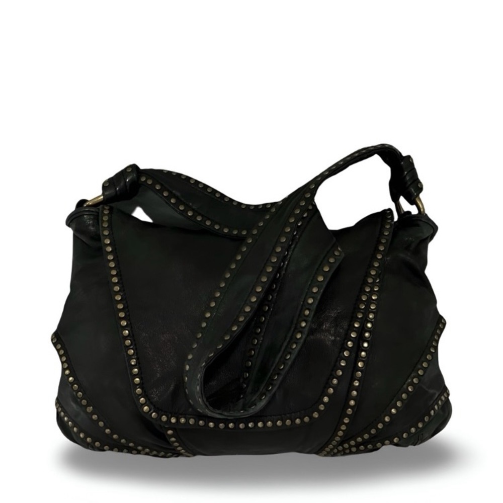 SOLD // KOOBA Josephine | Studded Hobo Shoulder Bag in Black Lambskin Leather